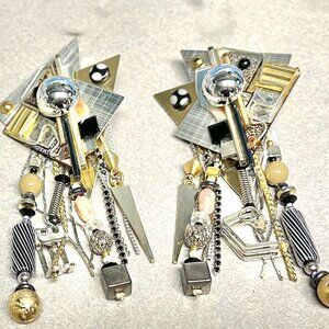 Mixed metal Vintage Art Deco Beaded Earrings